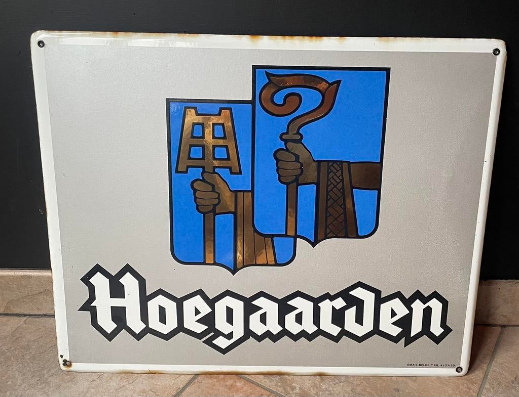 Emaille bord hoegaarden 1990 mancave vintage rertro, Verzamelen, Ophalen of Verzenden, Zo goed als nieuw