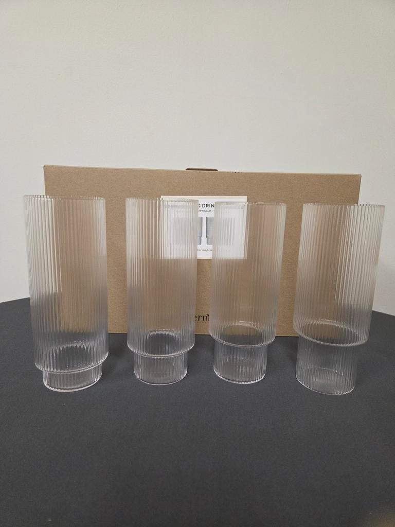 Ensemble de 4 verres à long drink Ripple de Ferm Living - no, Enlèvement ou Envoi, Neuf, Autres types