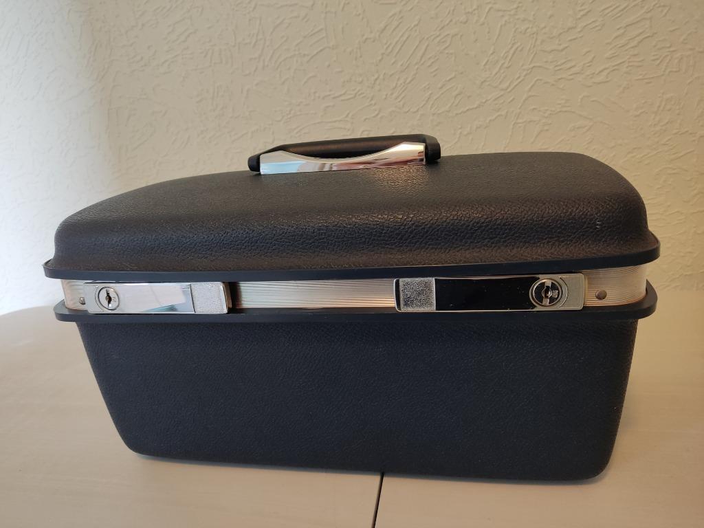 Beautycases Samsonite Vintage donker blauw met  sleuteltjes, Comme neuf, Avec miroir(s), Enlèvement, Rigide