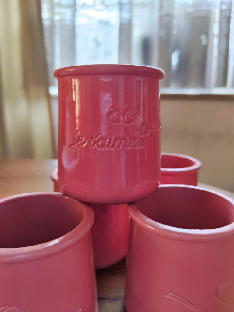 LOVE - 6 Petits pots en grès rose Amour, Enlèvement ou Envoi