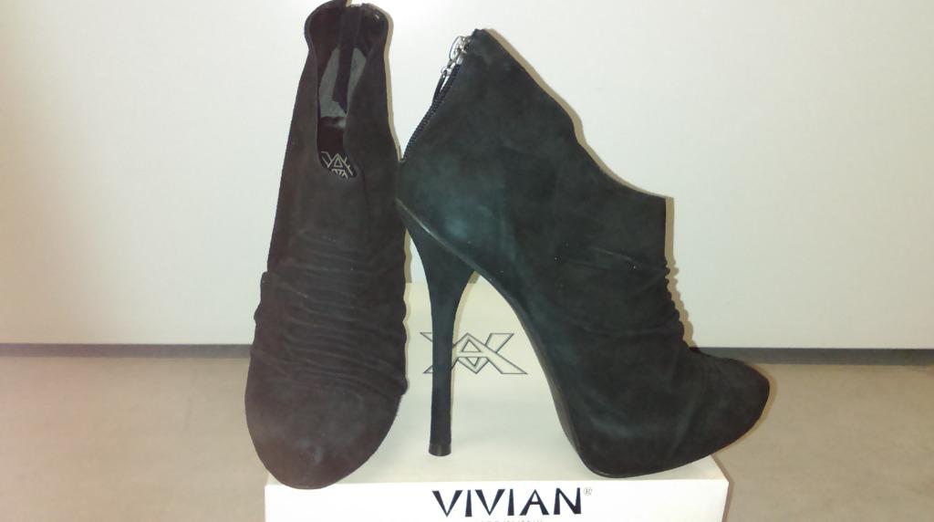 175* VIVIAN bottillons noirs TT CUIR neufs (pointure 40), Neuf, Vivian, Bottes hautes, Noir