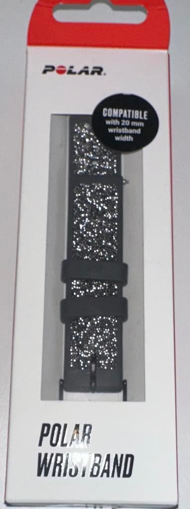 Bracelet de montre Polar FKM avec cristaux 20 mm, Étanche, Gris, Enlèvement ou Envoi, Comme neuf
