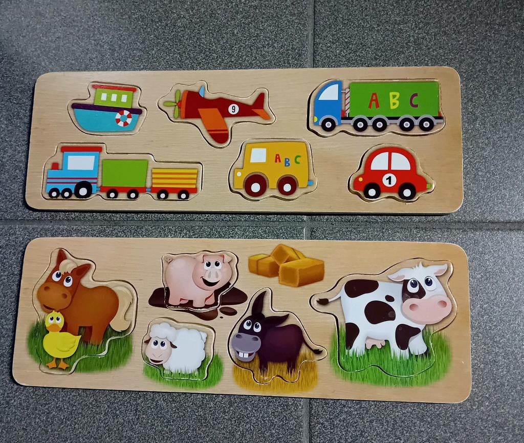 2 Houten inlegpuzzels, Kinderen en Baby's, Ophalen, Zo goed als nieuw