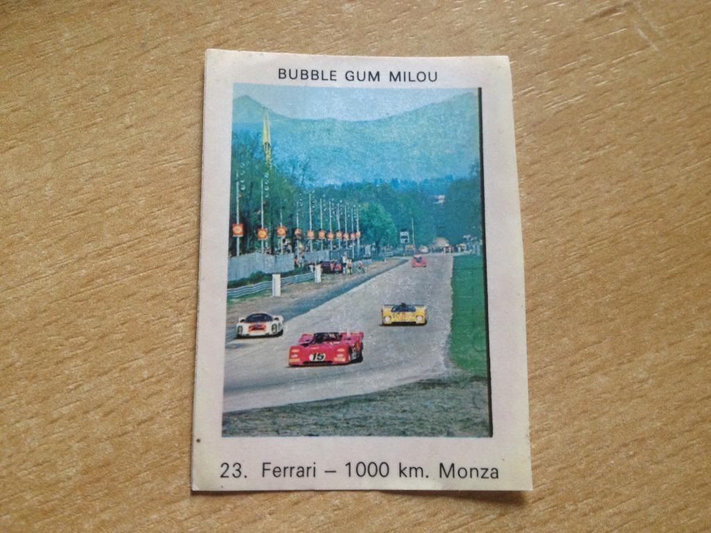 Bubble Gum Milou des années 1970 - Ferrari - 100 km Monza, Enlèvement ou Envoi, Voiture ou Moto