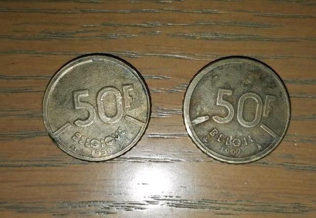 2 munten 50 Bfr, Ophalen of Verzenden