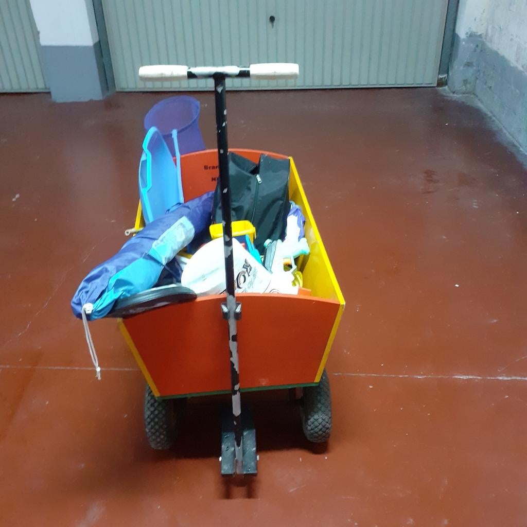 Houten bolderkar (zonder inhoud), Ophalen, Gebruikt