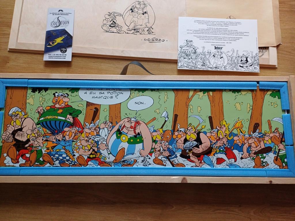 Plaque émaillée Asterix, Collections, Personnages de BD, Enlèvement ou Envoi, Astérix et Obélix, Comme neuf, Autres types