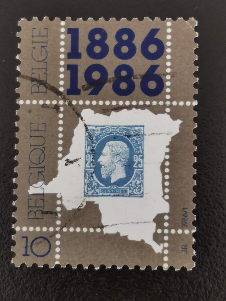 Belgie 1986 - 100 jaar eerste postzegel van Congo, Ophalen of Verzenden, Gestempeld