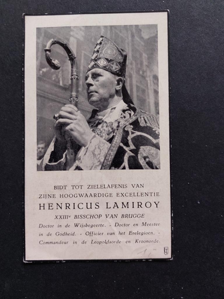 rouwprentje Bisschop Lamiroy 1883-1952, Verzamelen, Verzenden