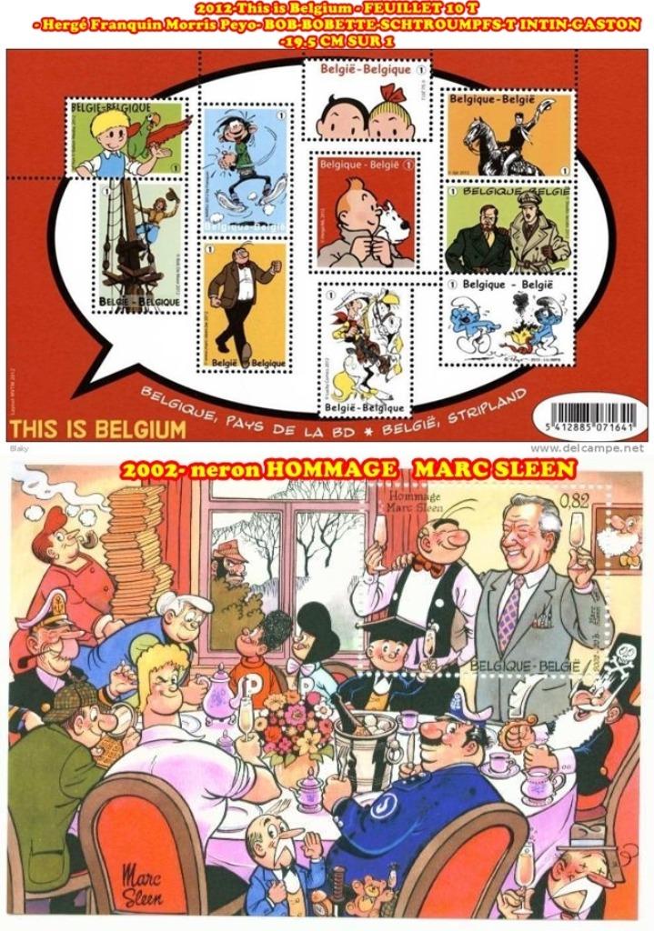 2002- 2012- 2 feuillets bandes dessinées, Non oblitéré, Non oblitéré, Timbre-poste, Envoi