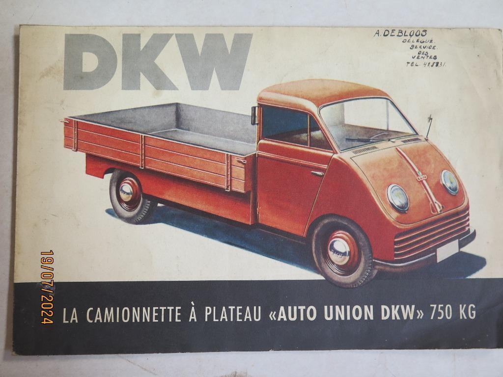DKW CAMIONETTE 750 kg  DEPLIANT, Envoi