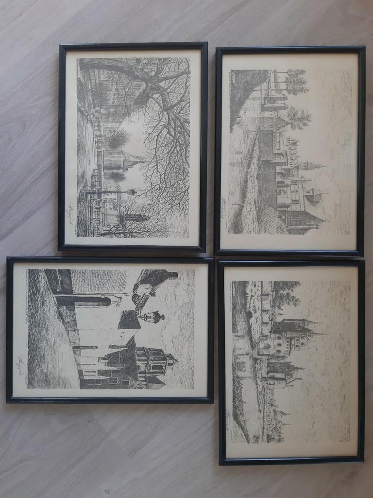 4 Etsen F. MAGRIET "oud" Mechelen, Antiek en Kunst, Ophalen