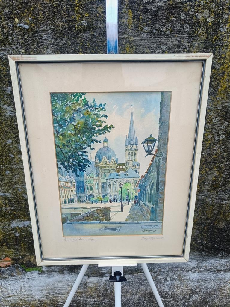 Aquarellen T. Berttner Paris - Aachen jaren 50, Antiquités & Art, Enlèvement ou Envoi