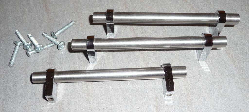 Poignées de porte de meuble acier et inox - Lot de 3 pièces, Enlèvement ou Envoi, Comme neuf, Autres types, Inox