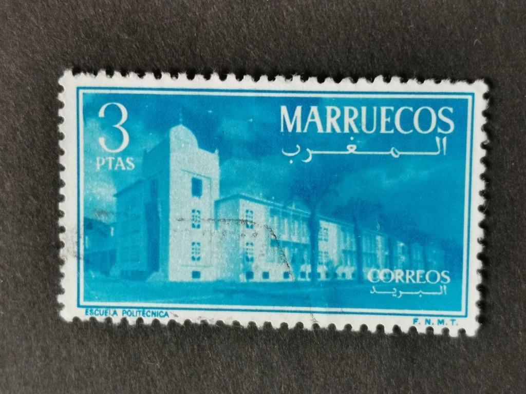 Marruecos - Noord Marokko 1956 - schoolgebouw, Ophalen of Verzenden, Marokko, Gestempeld