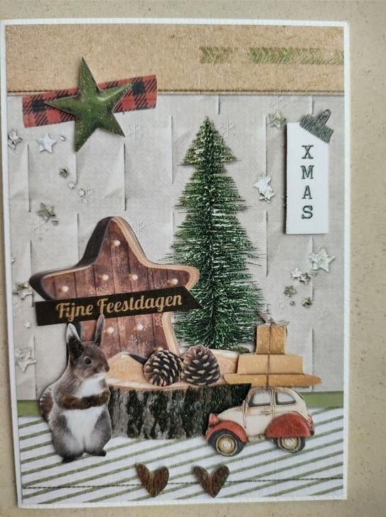 Zelfgemaakte kerstkaart met omslag, Enlèvement ou Envoi, Neuf, Noël
