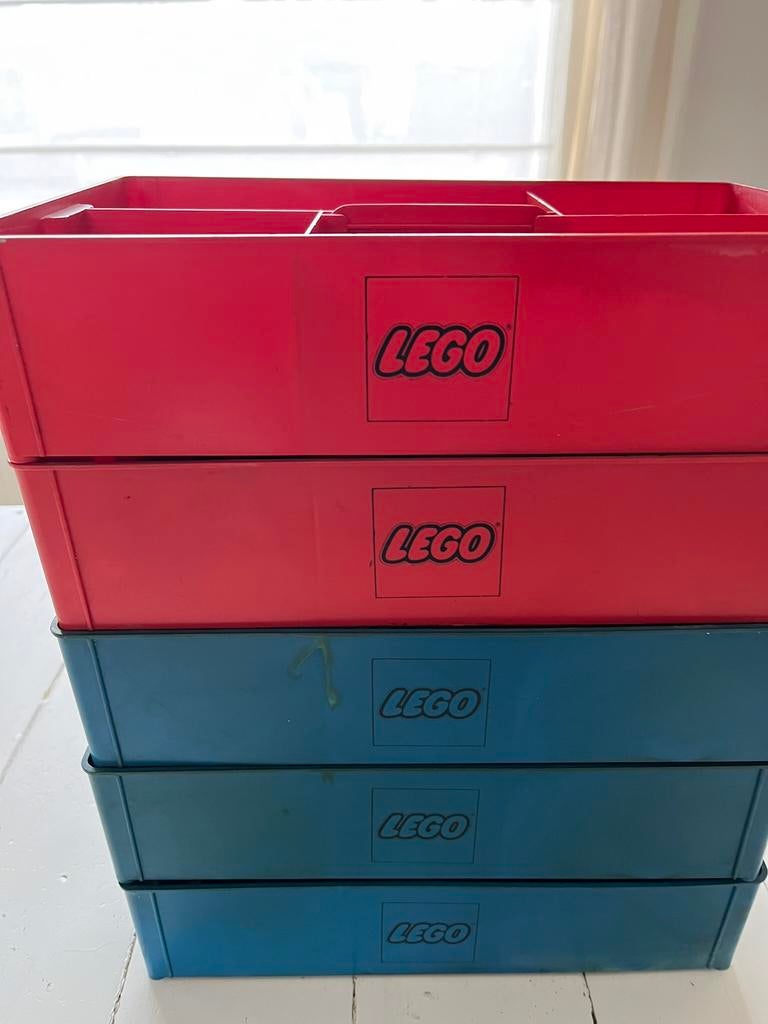 Vintage Lego bakjes, rood en blauw, Enlèvement, Utilisé, Lego