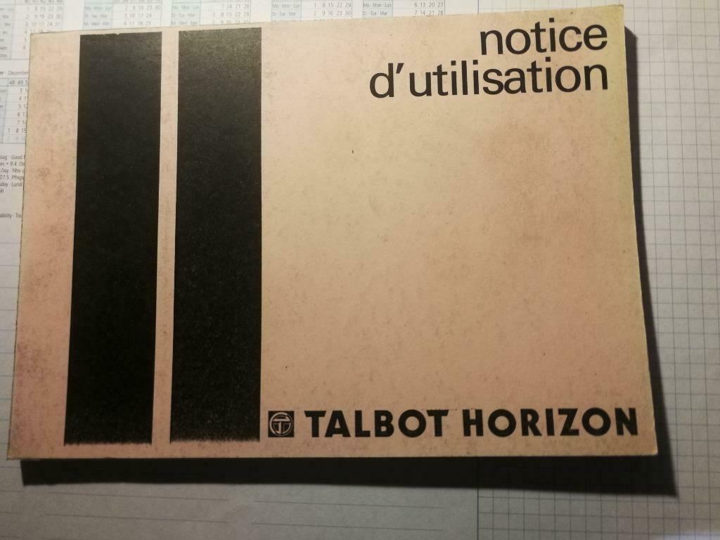 TALBOT HORIZON Handleiding, Enlèvement ou Envoi
