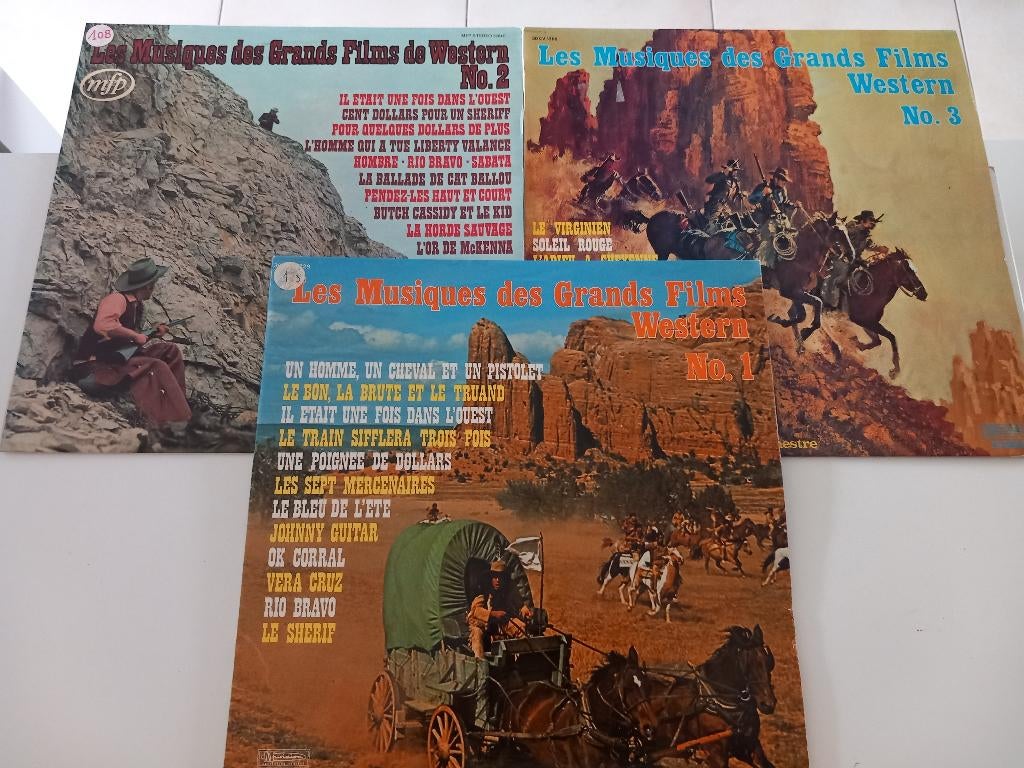 3 vinyles Musique des grands films Western Movie Morricone, Enlèvement ou Envoi, 12 pouces