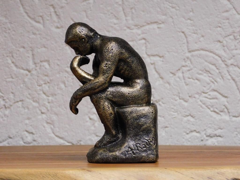 Beeld De Denker - Gietijzer - Bronslook, Antiek en Kunst, Kunst | Beelden en Houtsnijwerken, Ophalen of Verzenden
