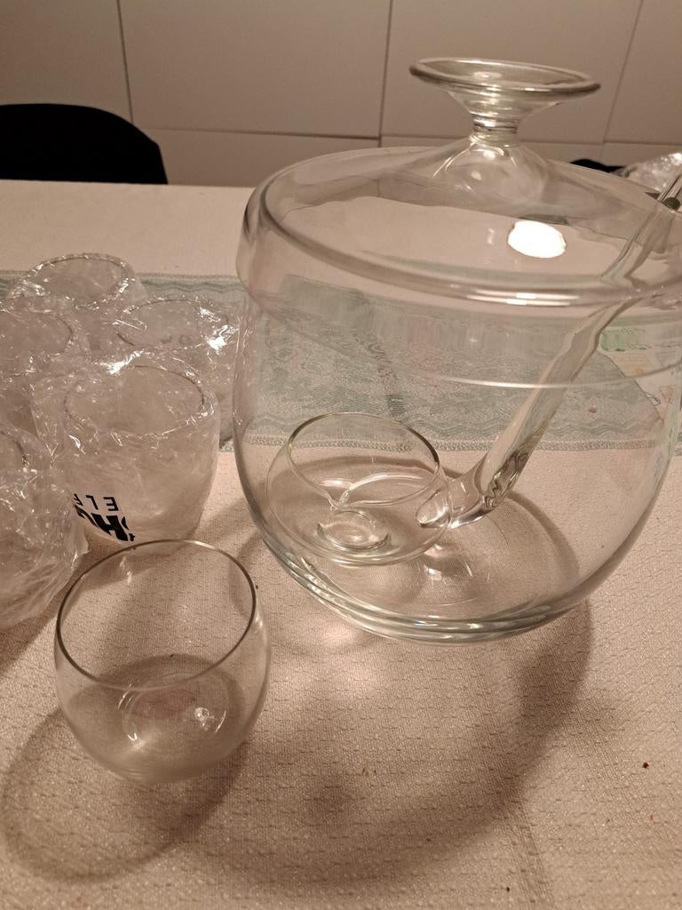 Kristallen punchbowl met 6 glaasjes Schott Zwiesel, Antiek en Kunst, Antiek | Glaswerk en Kristal, Ophalen