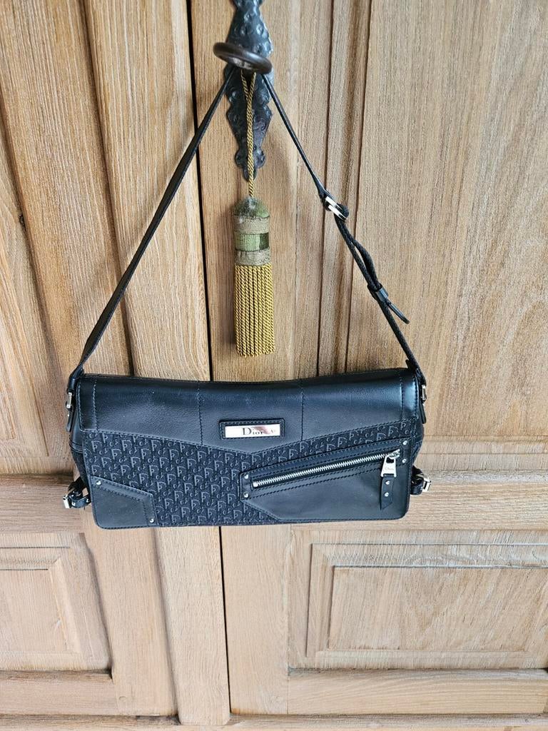Sac Christian Dior vintage authentique, Enlèvement ou Envoi, Utilisé, Noir, Sac à bandoulière