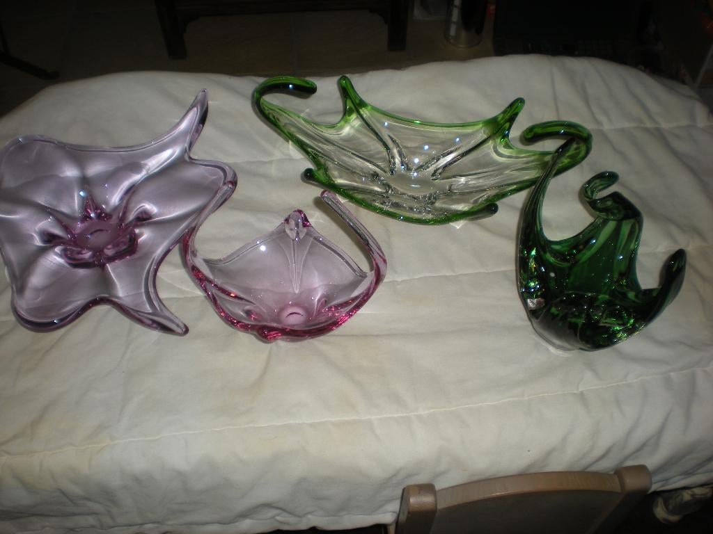 4 murano sierschalen  - vazen - glazen voor 60 €, Ophalen, Zo goed als nieuw, Overige kleuren, Glas