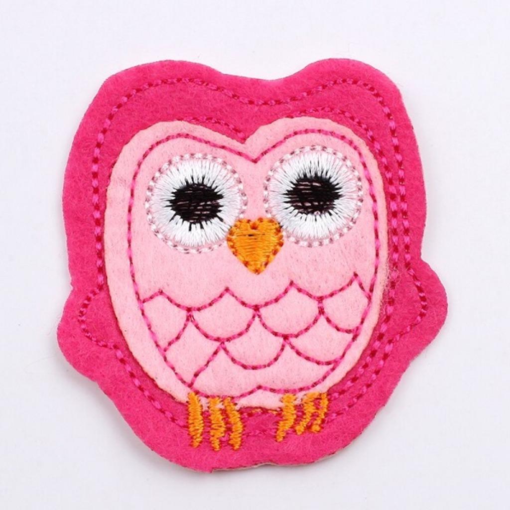 Roze uil strijkplaatje patch kinderen - 48 x 53 mm - OP=OP!, Ophalen of Verzenden, Nieuw