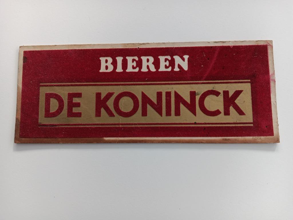 Kartonnen bordje De Koninck Antwerpen, Verzamelen, Merken en Reclamevoorwerpen, Ophalen of Verzenden, Gebruikt, Reclamebord