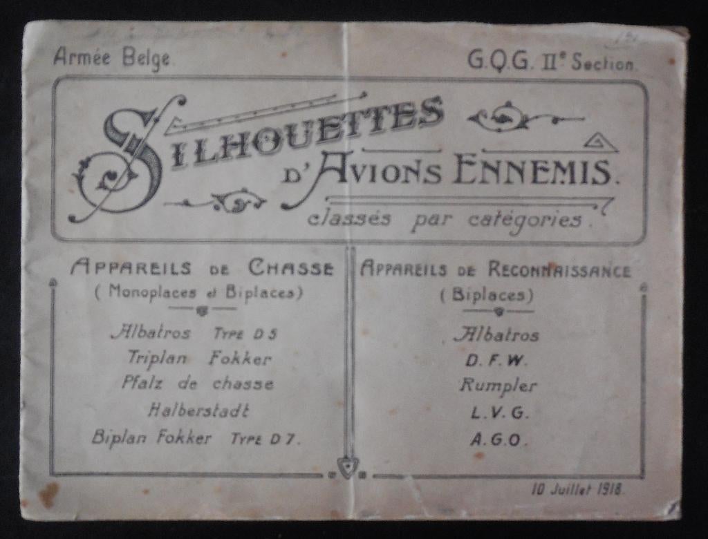 Silhouettes d'avions ennemis - 1918, Livres, Enlèvement ou Envoi