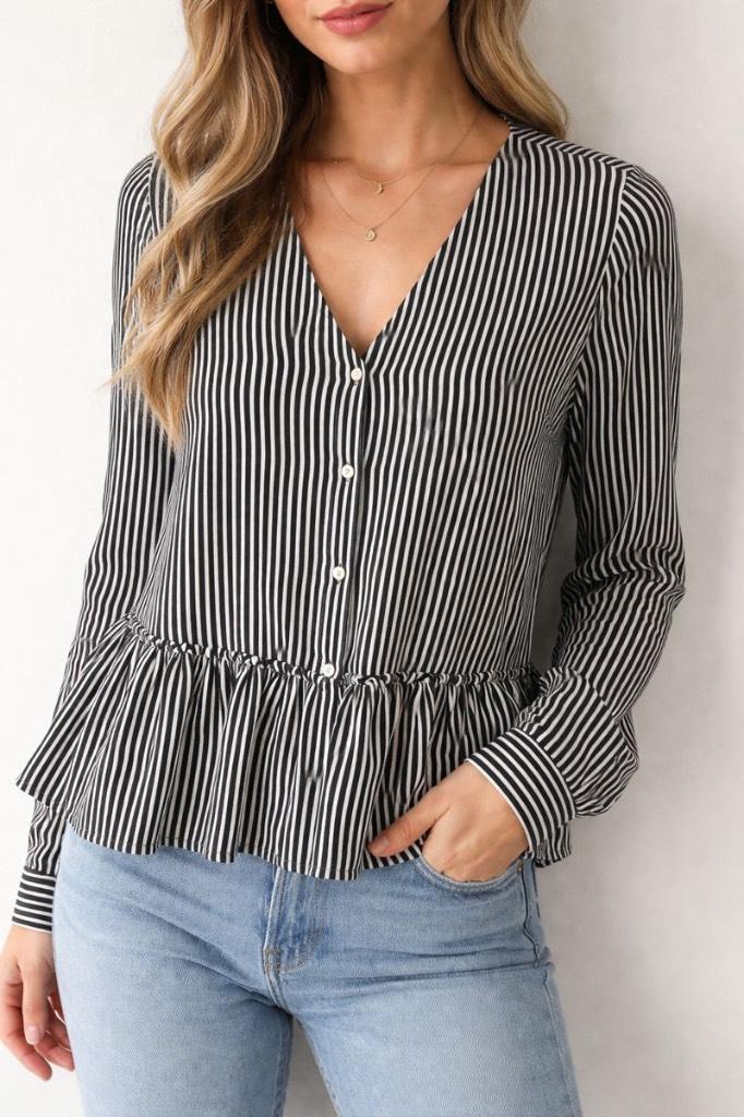 Gestreepte blouse lange mouwen maat L Zara, Kleding | Dames, Blouses en Tunieken, Maat 42/44 (L), Nieuw, Ophalen of Verzenden