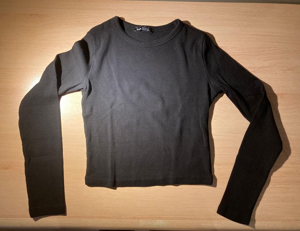 T-shirttrui lange mouw kort model S, Zwart, Zo goed als nieuw, Lange mouw, Maat 36 (S)