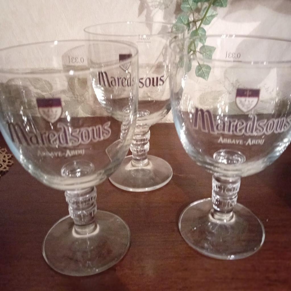 11 kelk glazen maredsous 33cl, Verzamelen, Ophalen