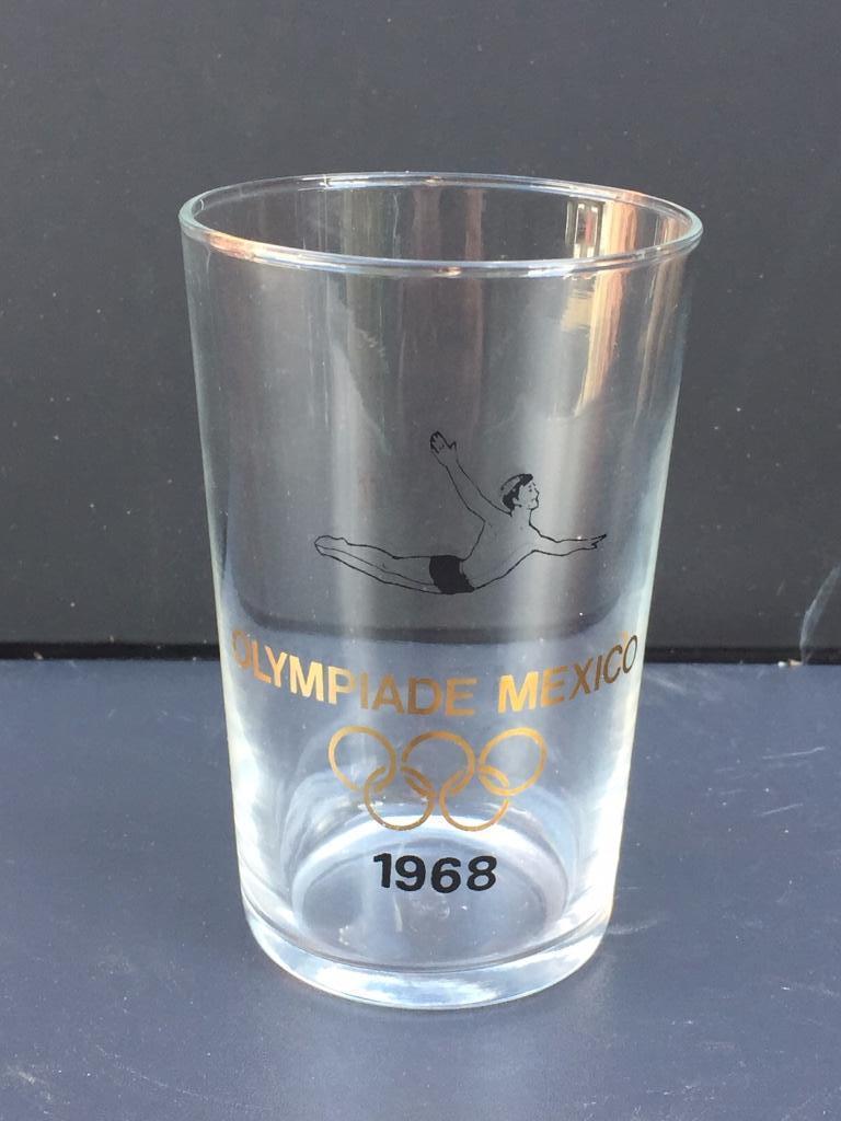Drinkglas Olympiade Mexico 1968, zwemmen, Ophalen of Verzenden, Gebruikt, Waterglas