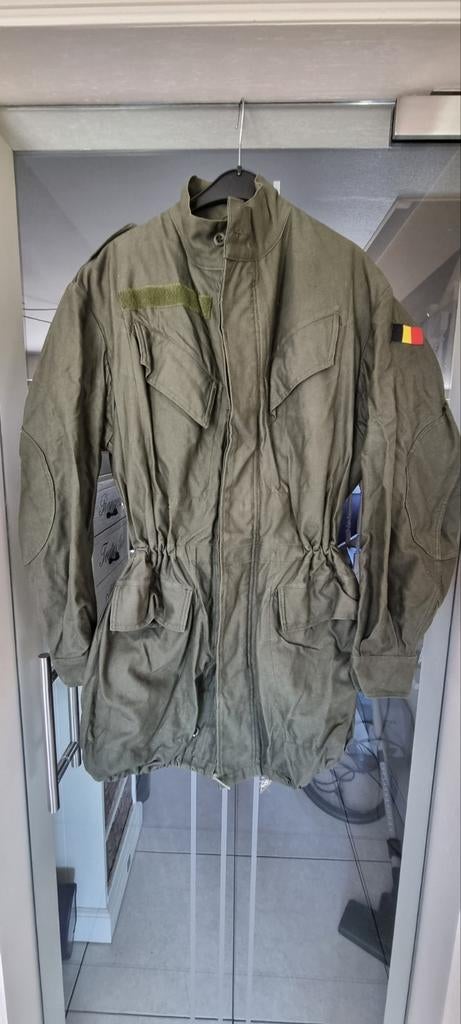 Veste de campagne militaire armée belge ABL vintage drapeau, Ophalen, Zo goed als nieuw, Groen