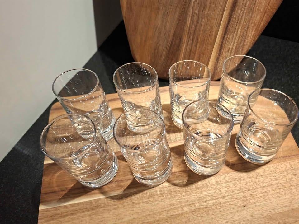 Set van 8 PISA borrelglaasjes van schuin glas, Ophalen, Nieuw, Borrel- of Shotglas