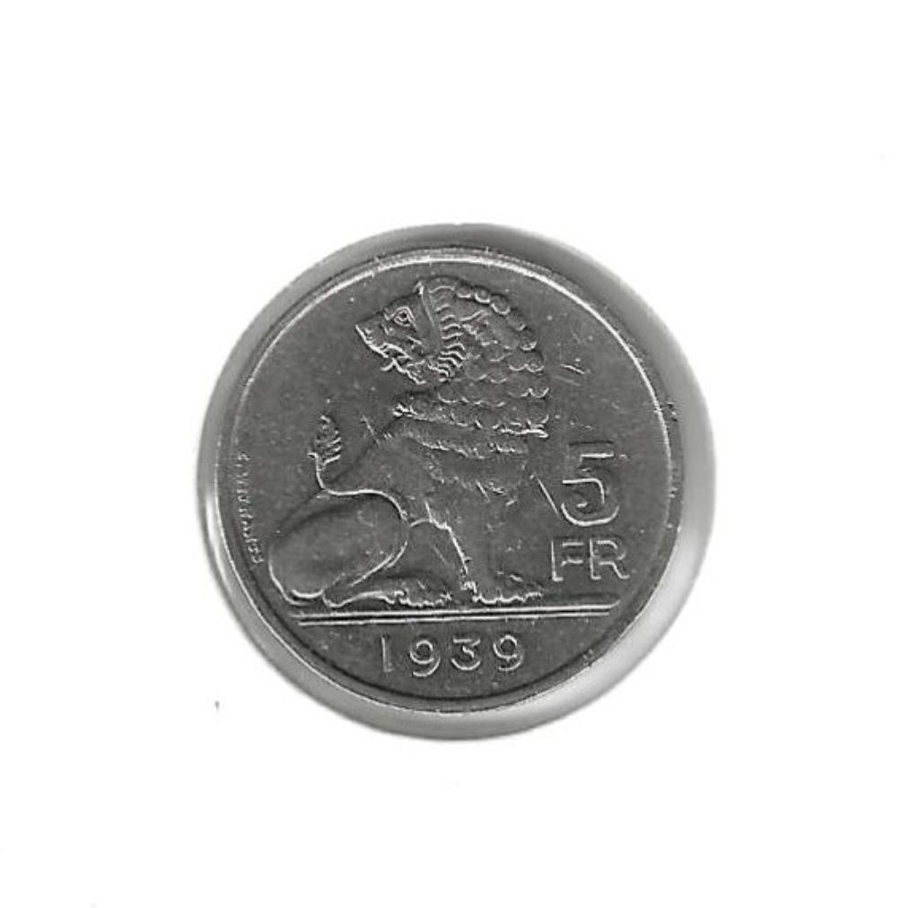 België-Belgique, 5 Frank 1939 VL/FR, pos. A, met ster., Postzegels en Munten, Ophalen of Verzenden, Overig, Losse munt