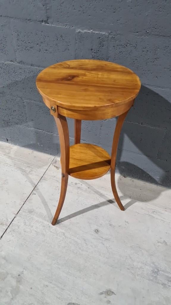 Rond bijzettafeltje, plantenstandaard, planter 40/50s, Gebruikt, Rond, Ophalen of Verzenden, 25 tot 50 cm