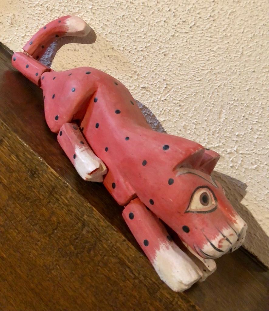 Vintage houten kat. Met beweegbare poten., Verzamelen, Ophalen of Verzenden