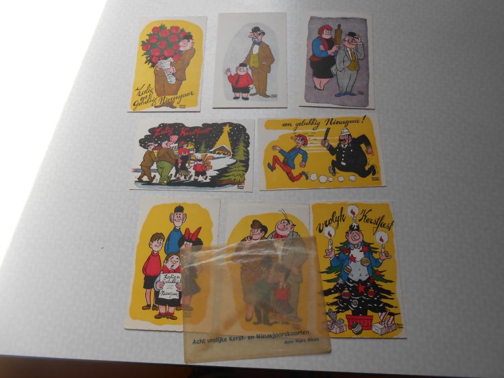 Acht vrolijke Kerst- en Nieuwjaarskaarten door Marc Sleen., Marc Sleen, Eén stripboek, Ophalen of Verzenden, Zo goed als nieuw