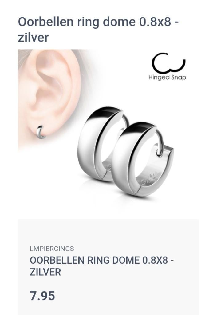 Piercings / oorbellen zilver, Ophalen of Verzenden, Nieuw, Zilver, Oor- of Traguspiercing