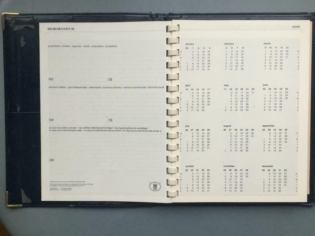 SABENA … AGENDA  1998-1999 ~ simili cuire …, Collections, Souvenirs Sabena, Comme neuf
