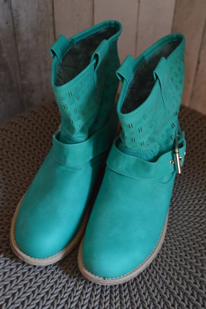 * Enkellaarsjes appelblauwzeegroen maat 39, Kleding | Dames, Overige kleuren, Lage of Enkellaarzen, Ophalen of Verzenden, Zo goed als nieuw