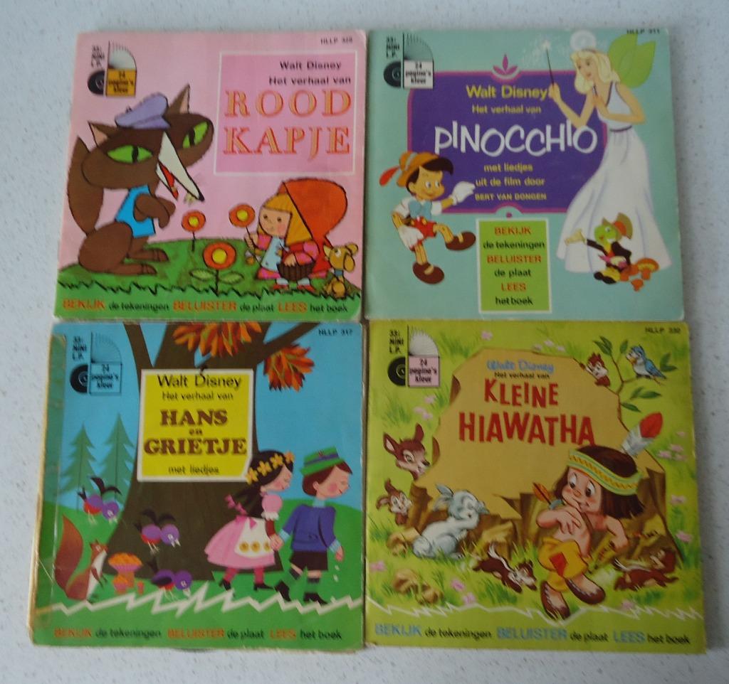 3 Vintage Sprookjes Mini LP's van "Walt Disney"   jaren '60, Enlèvement ou Envoi, Utilisé, Fable ou Conte (de fées)