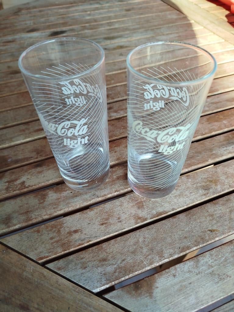 Collectors item eerste editie cola light glazen, Verzamelen, Ophalen, Zo goed als nieuw