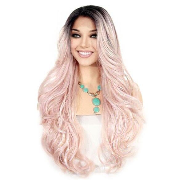 Luxe lace pruik lang haar zonder pony Kim ROSEGOLD, Verzenden, Nieuw