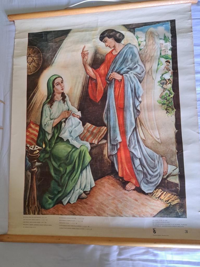 Lot Circa 50  Diversen Religie antieke Bijbelse Schoolplaten, Ophalen, Geschiedenis