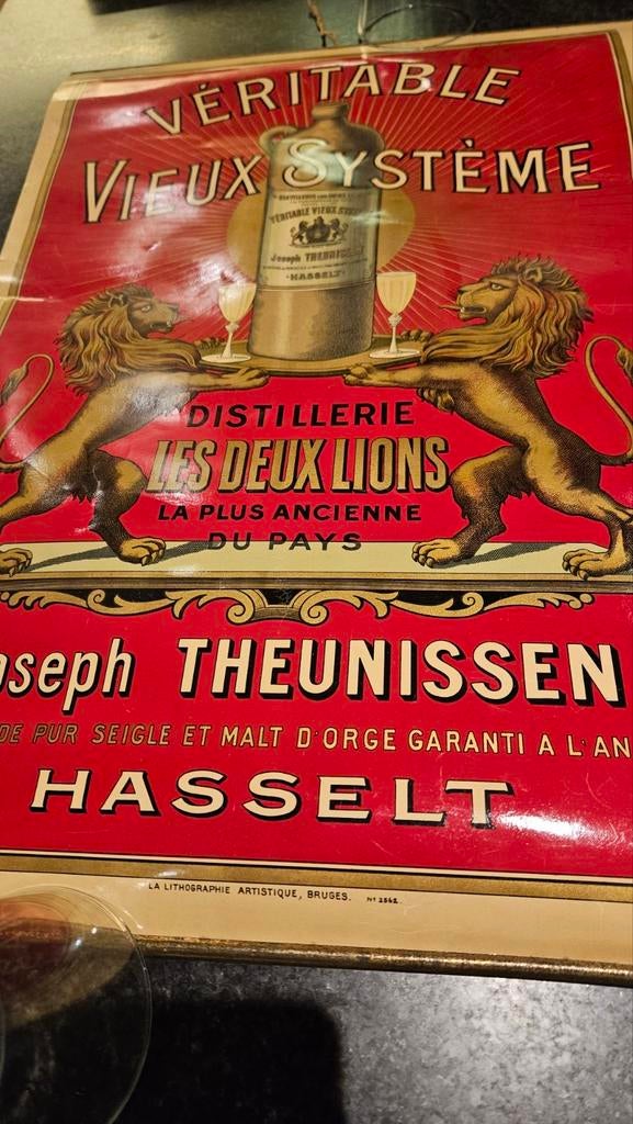 Antieke reclameposter Hasseltse jenever, Verzamelen, Ophalen of Verzenden, Zo goed als nieuw