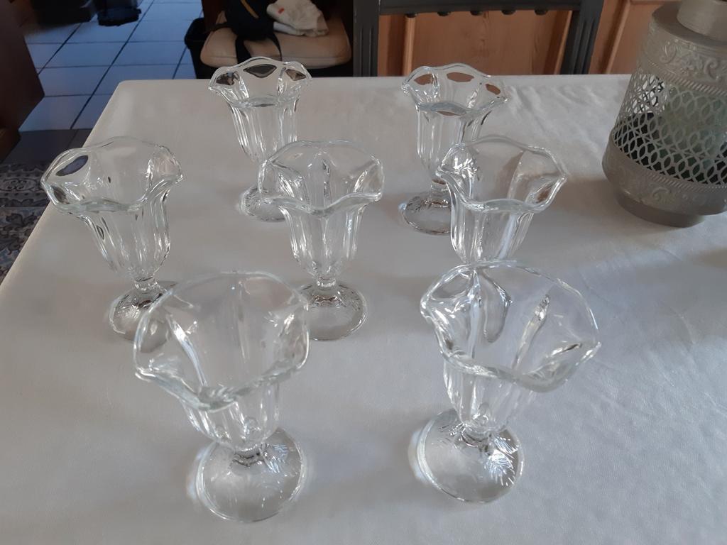 8 coupes en verre a glace ou salade fruits, Collections, Enlèvement, Comme neuf