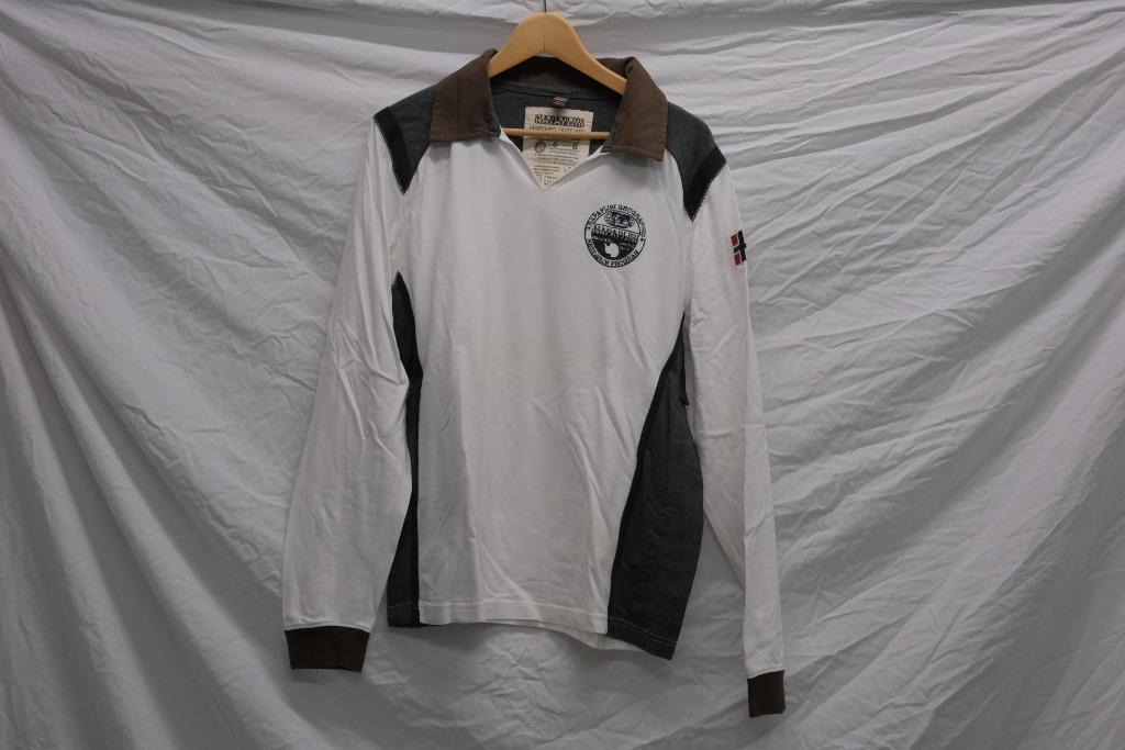 Napapijri - T-Shirt met kraag en lange mouwen, Ophalen, Maat 52/54 (L), Wit, Zo goed als nieuw